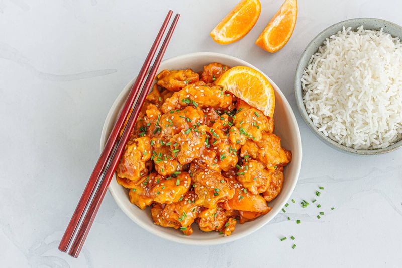 Takeout Orange Chicken With Rice