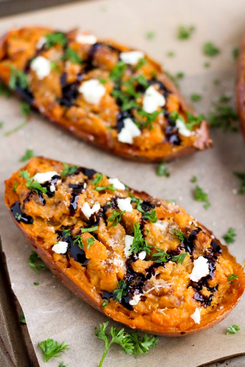 Cottage Cheese Stuffed Sweet Potatoes