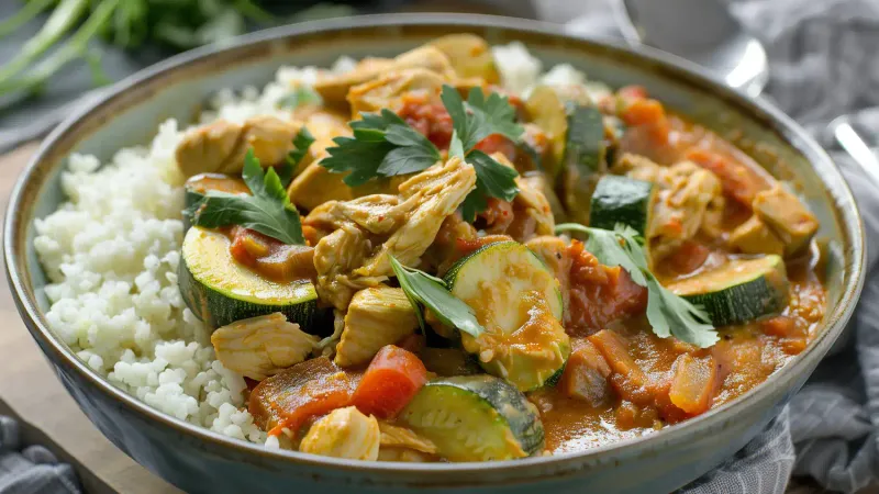 Coconut Curry Chicken With Cauliflower Rice