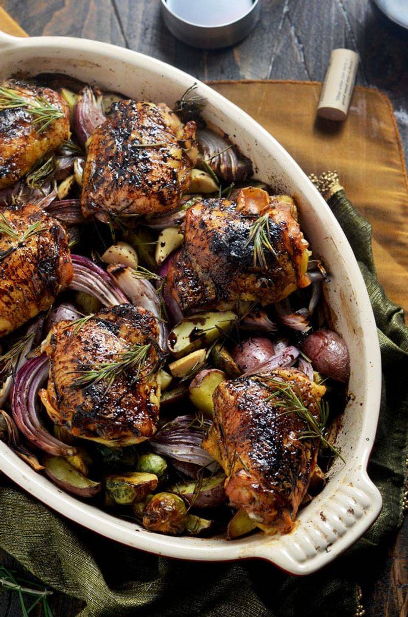 Baked Chicken Thighs With Roasted Veggies