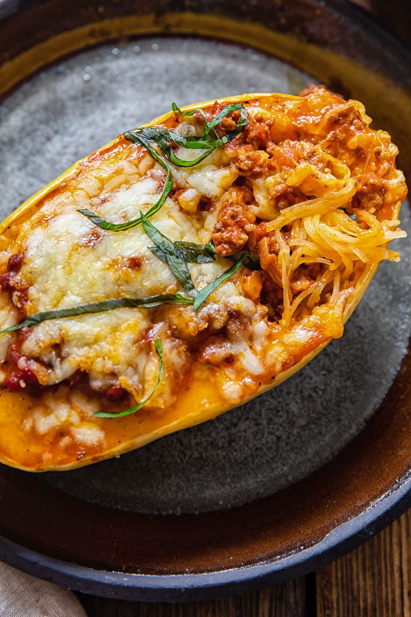 Spaghetti Squash Boats With Turkey Bolognese