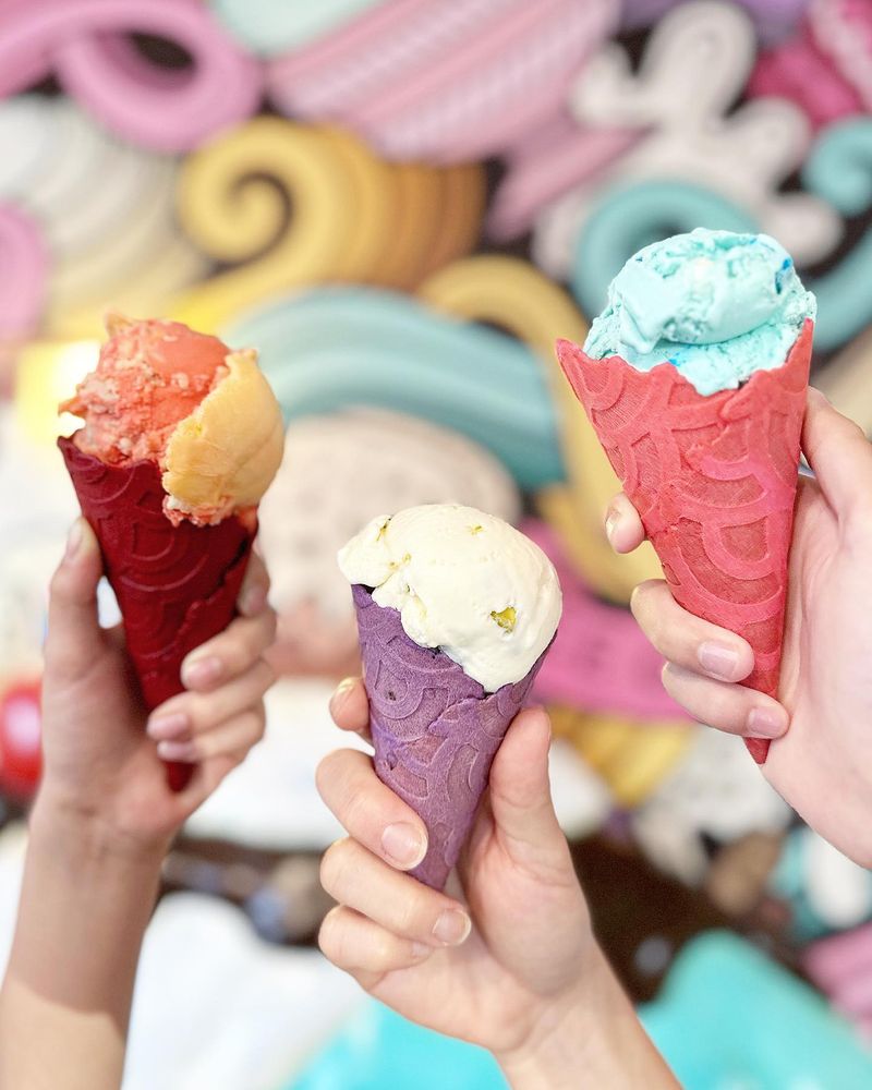 Peach Sorbet In Pastel Cones