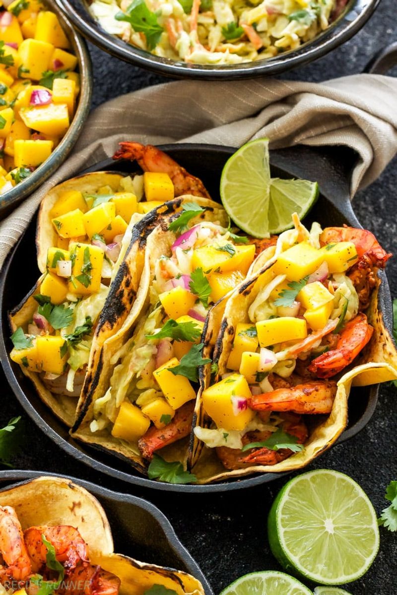 Shrimp Tacos With Mango Slaw