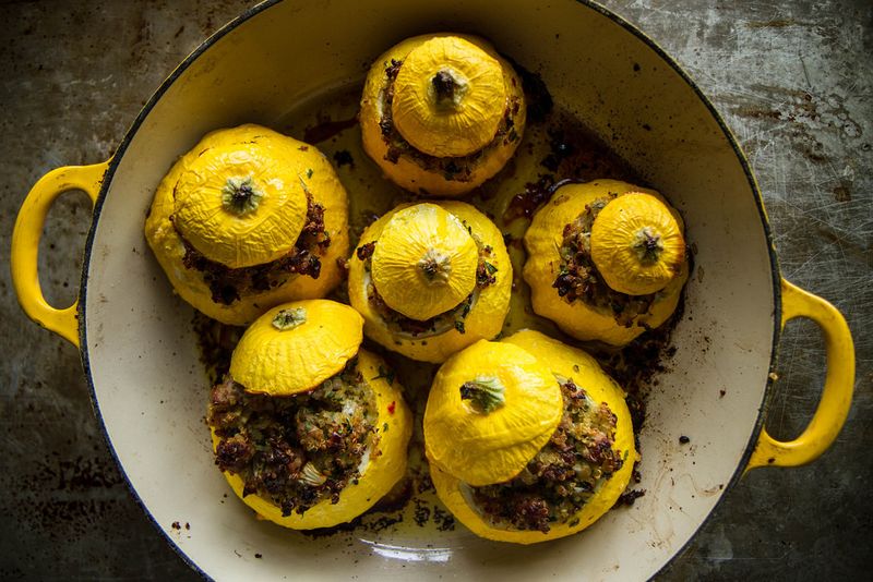 Pattypan Squash Stuffed With Quinoa