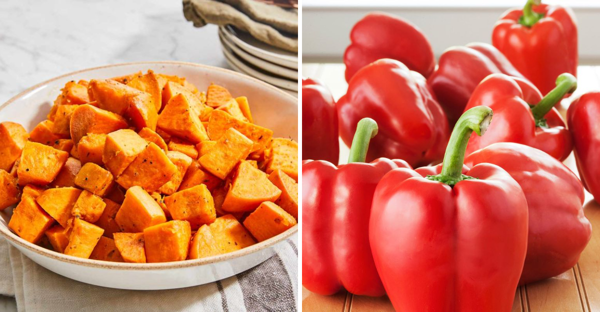 sweet potatoes and bell peppers