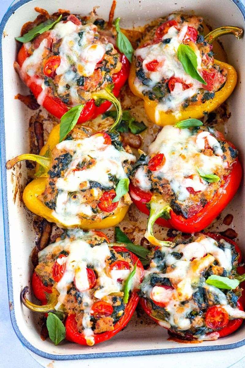 Stuffed Bell Peppers With Turkey Sausage