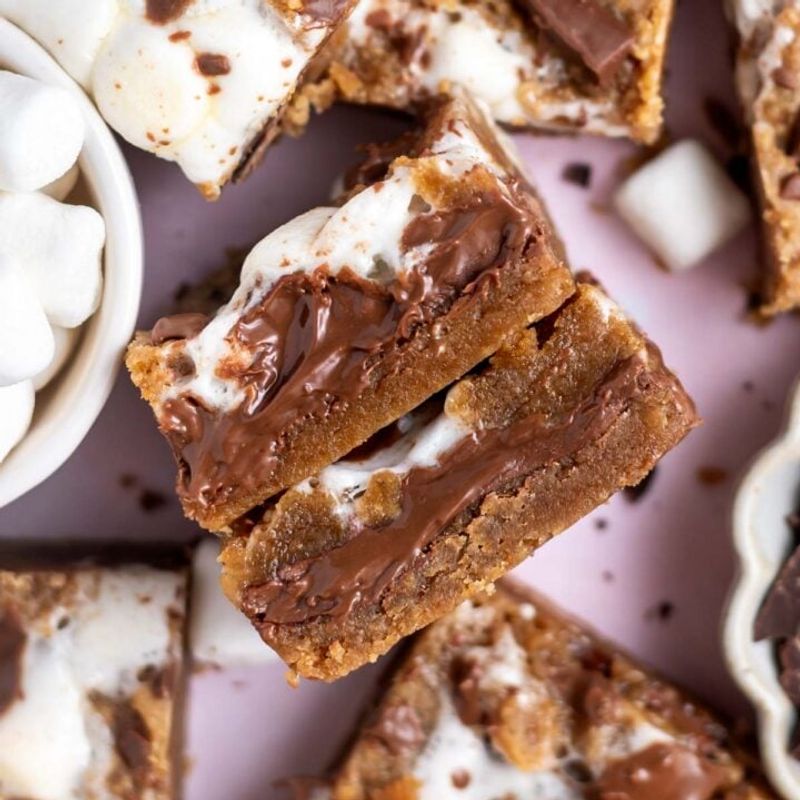 S'mores Cookie Bar Stacks