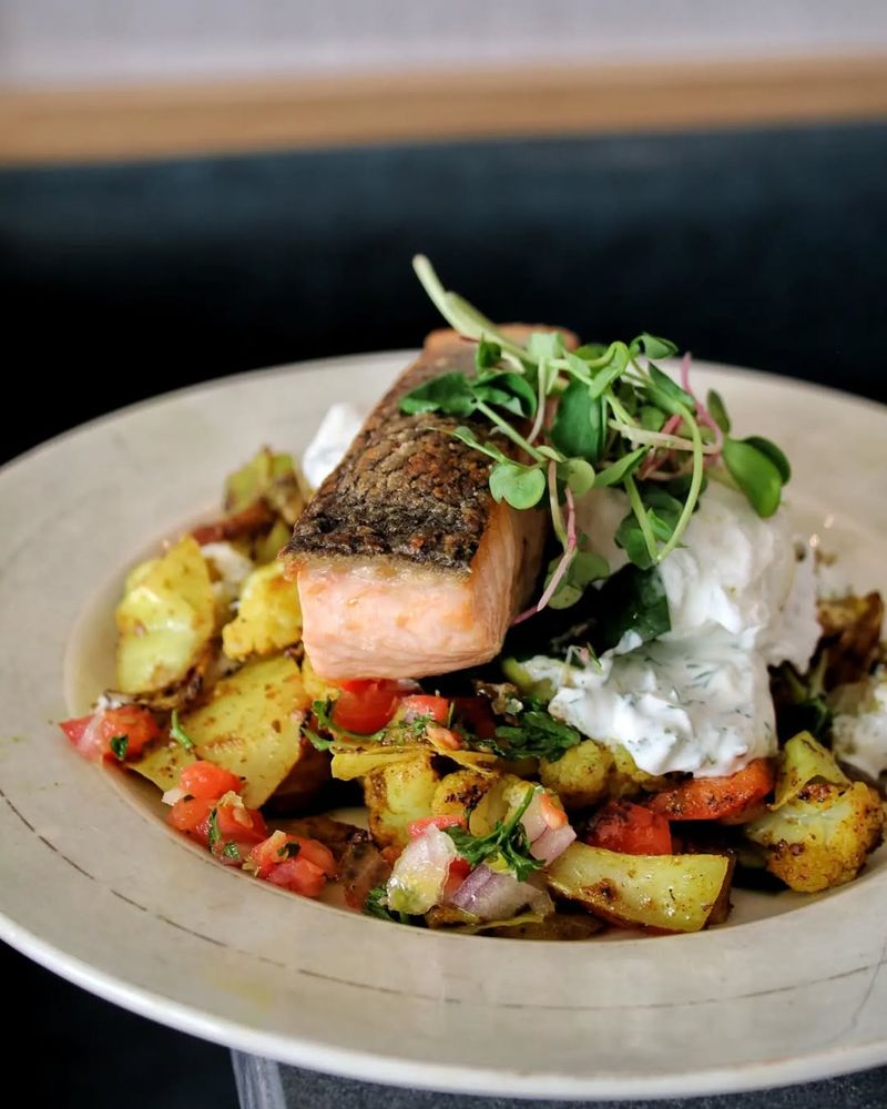 Grilled Salmon And Veggie Hash