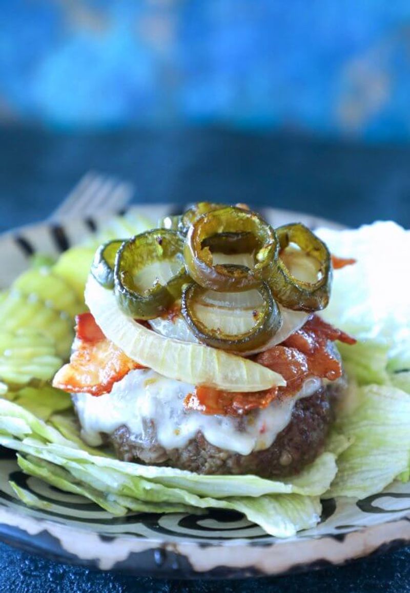 Bunless Jalapeño Cheddar Burgers