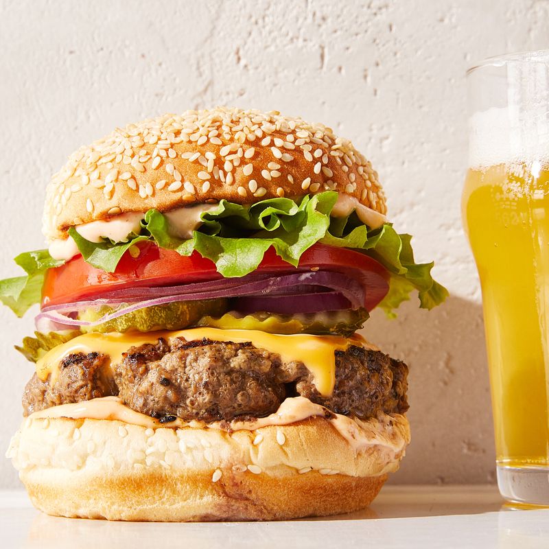 Grilled Hamburgers With All The Fixings