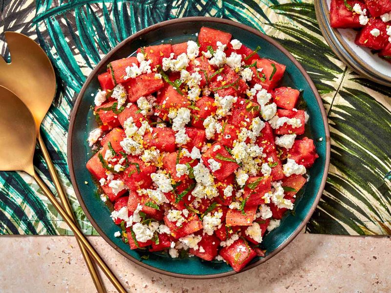 Watermelon Feta Salad With Mint