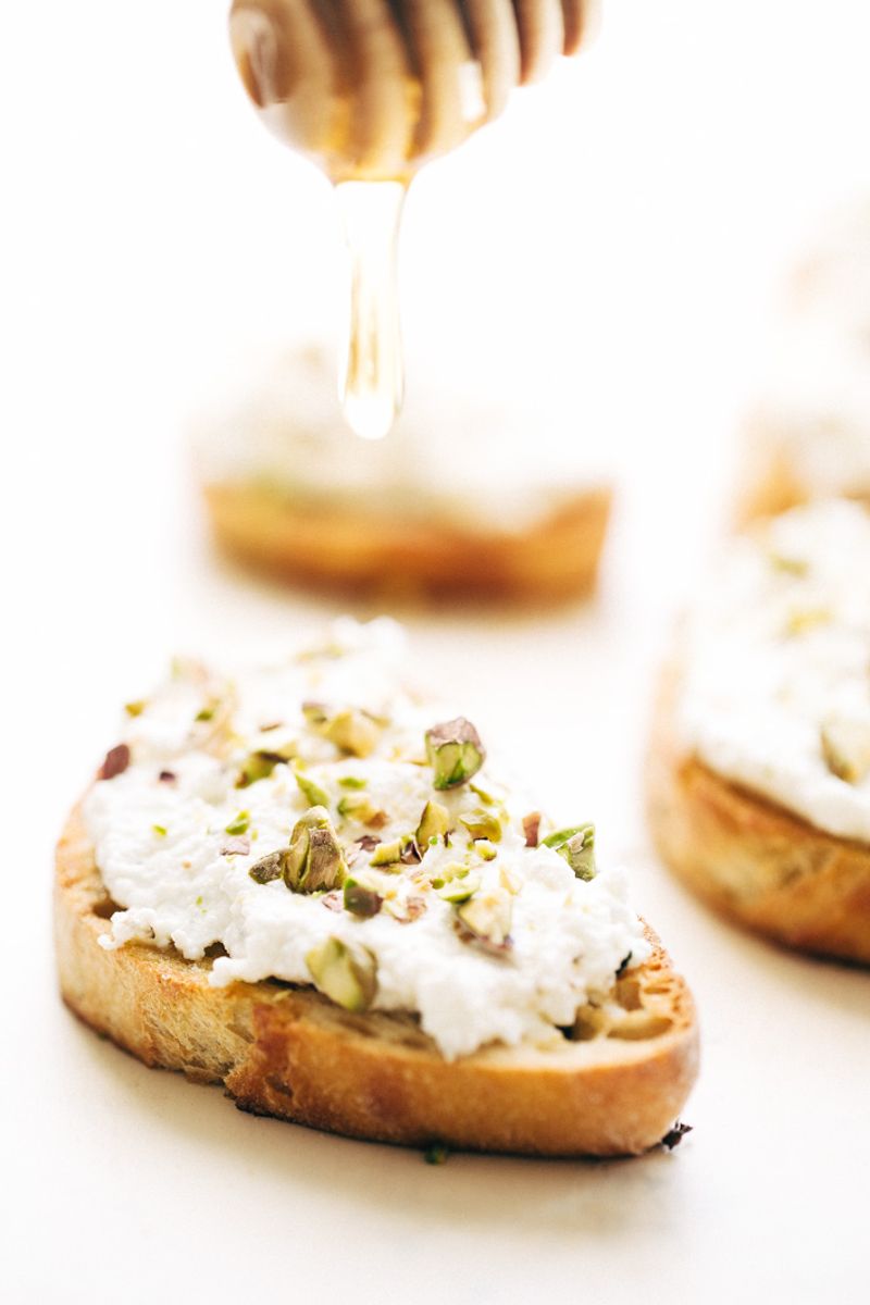 Ricotta Toast With Honey and Pistachios