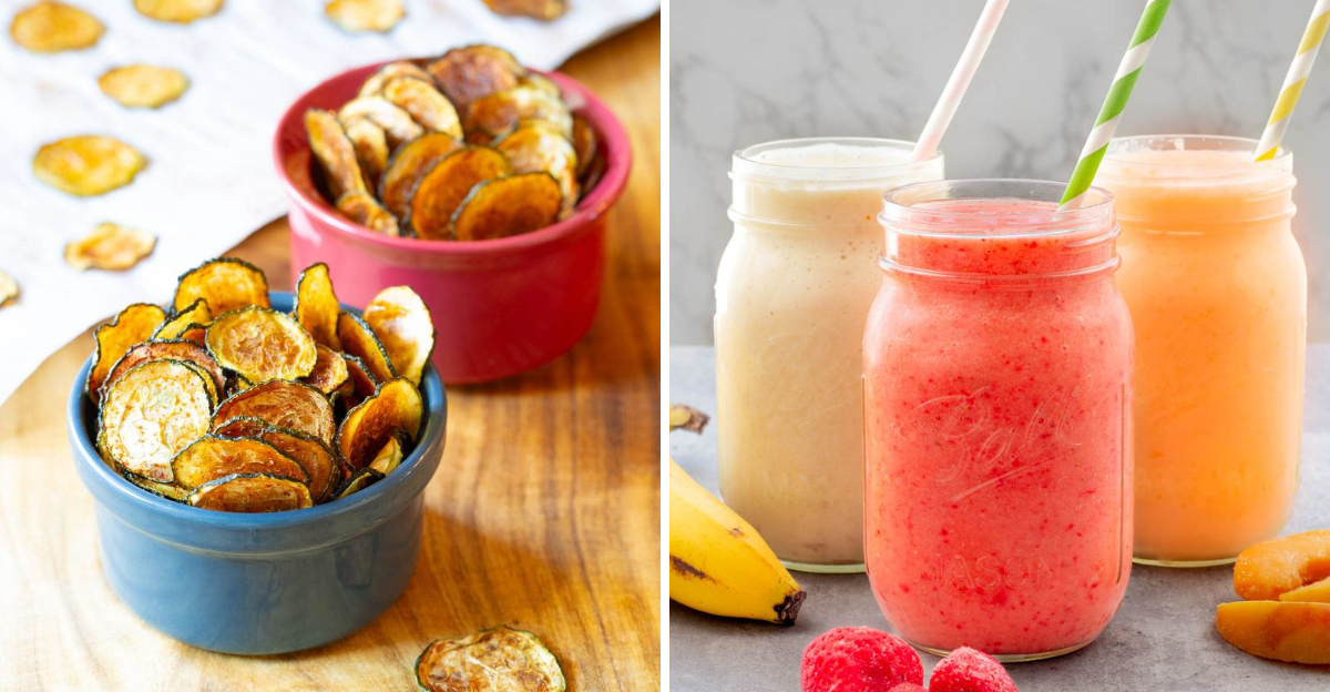 veggie chips and smoothies