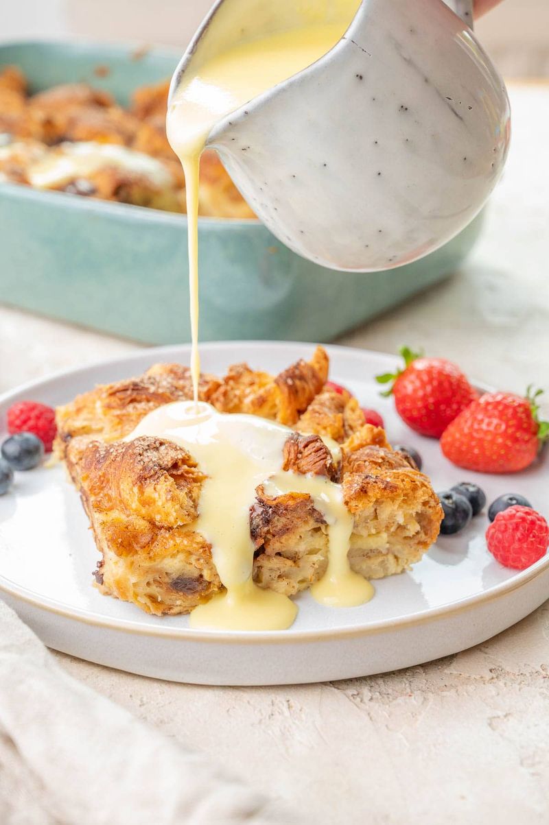 Croissant Bread Pudding With Vanilla Bean Sauce