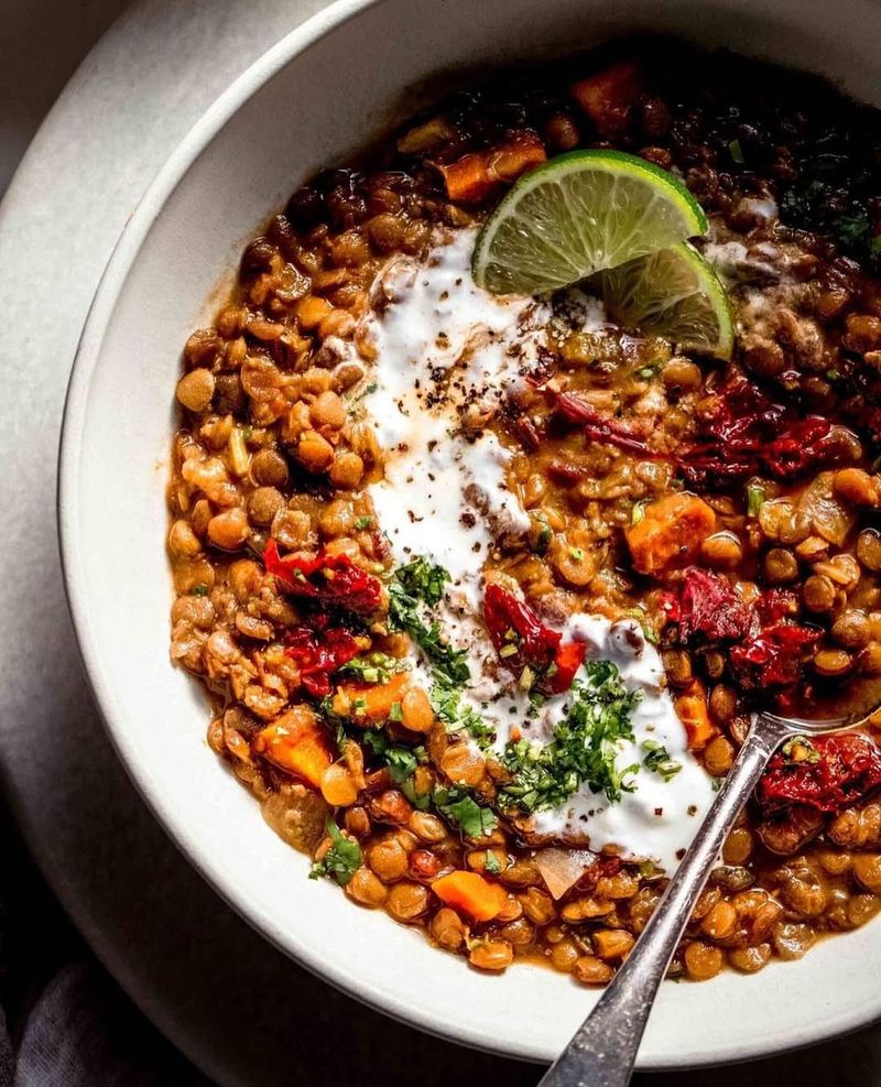 Celery Sticks + Lentil Stew + Baked Apple