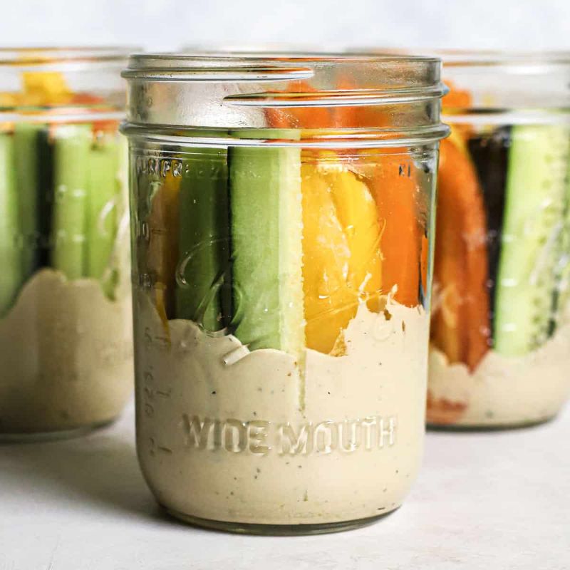 Hummus And Veggie Snack Jars