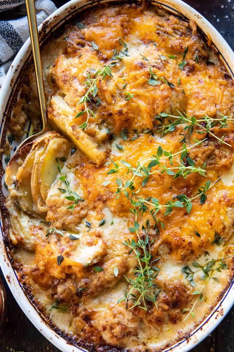 Caramelized Shallot And Sweet Potato Gratin