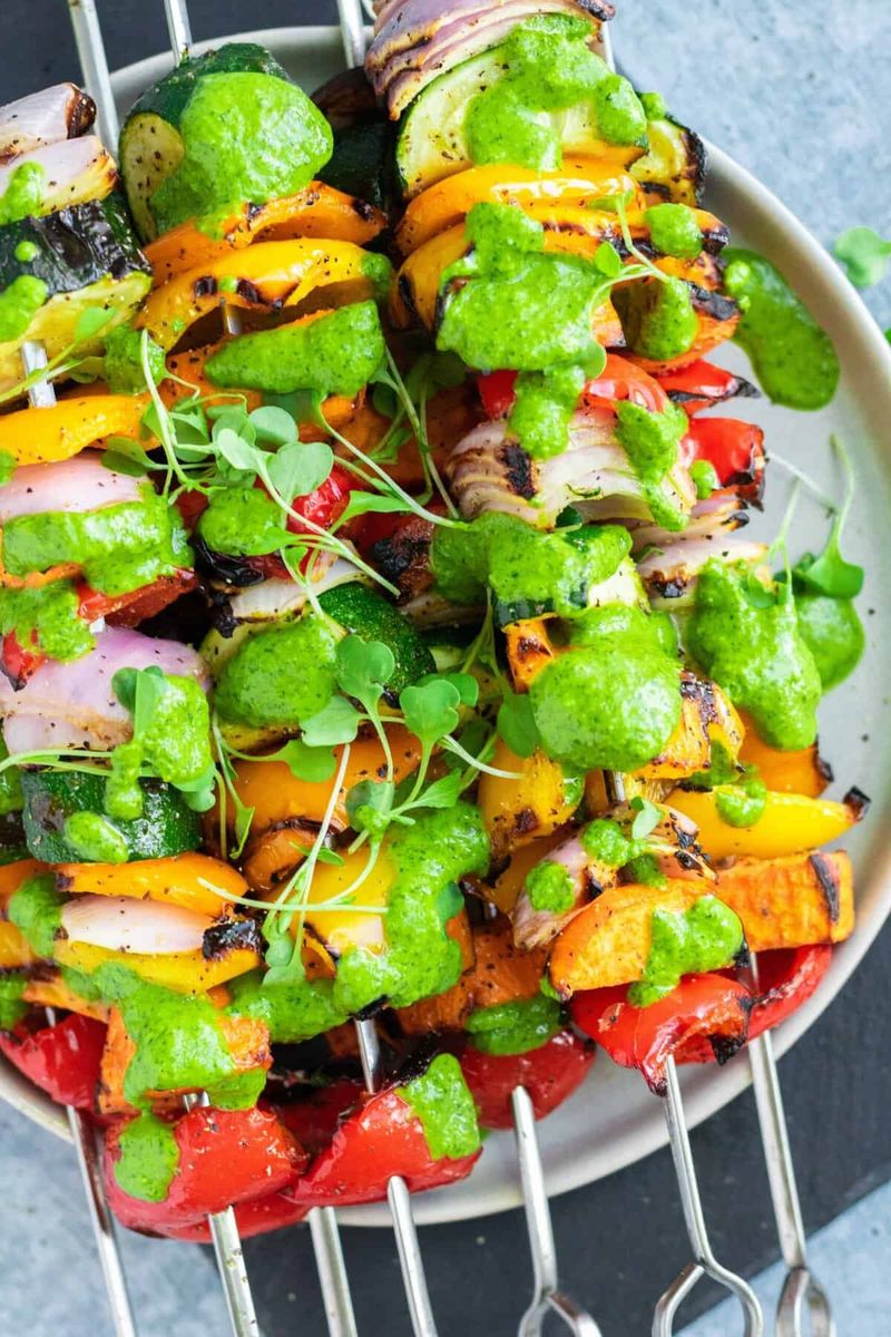 Grilled Vegetable Skewers With Chimichurri