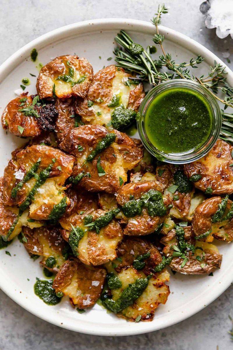 Crispy Smashed Potatoes With Herb Butter