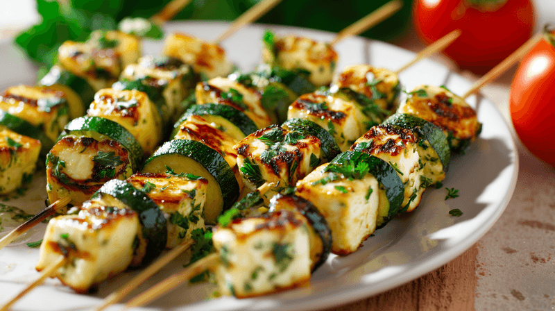 Halloumi And Zucchini Skewers