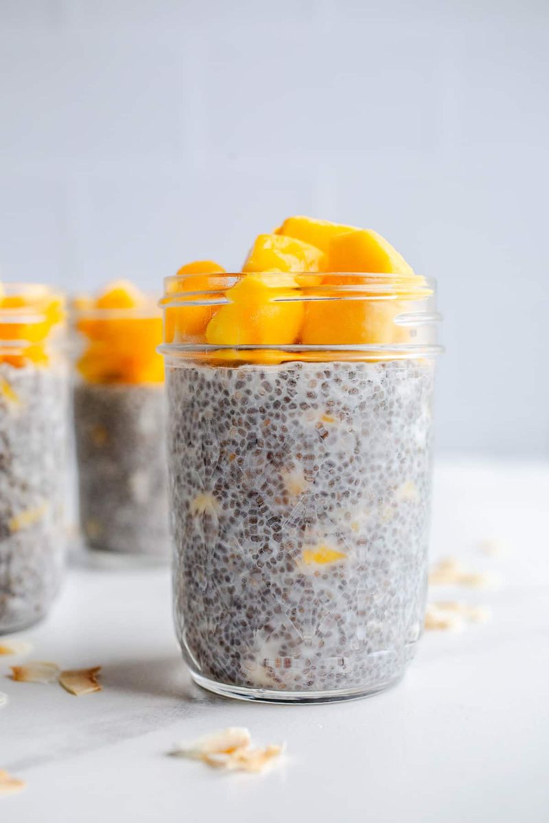 Mason Jar Chia Pudding With Mango Puree