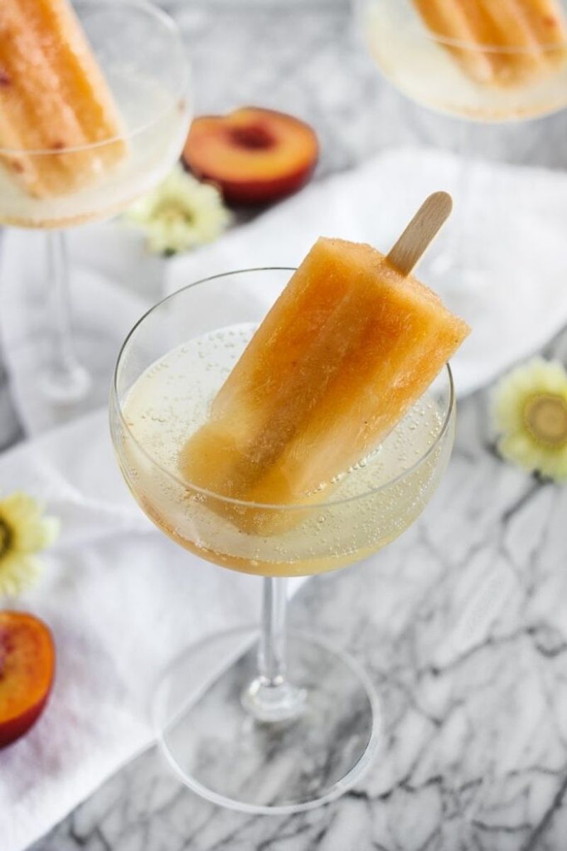 Boozy Prosecco Peach Bellini Pops