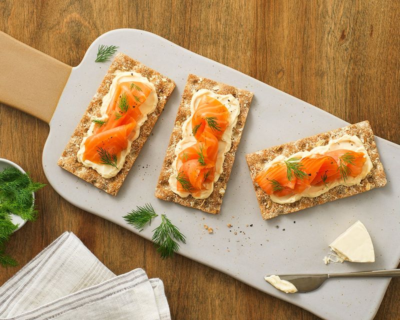 Smoked Salmon On Rye Crackers