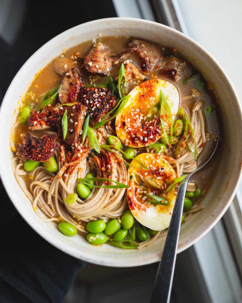 Soba Noodle Broth Bowl With Chicken