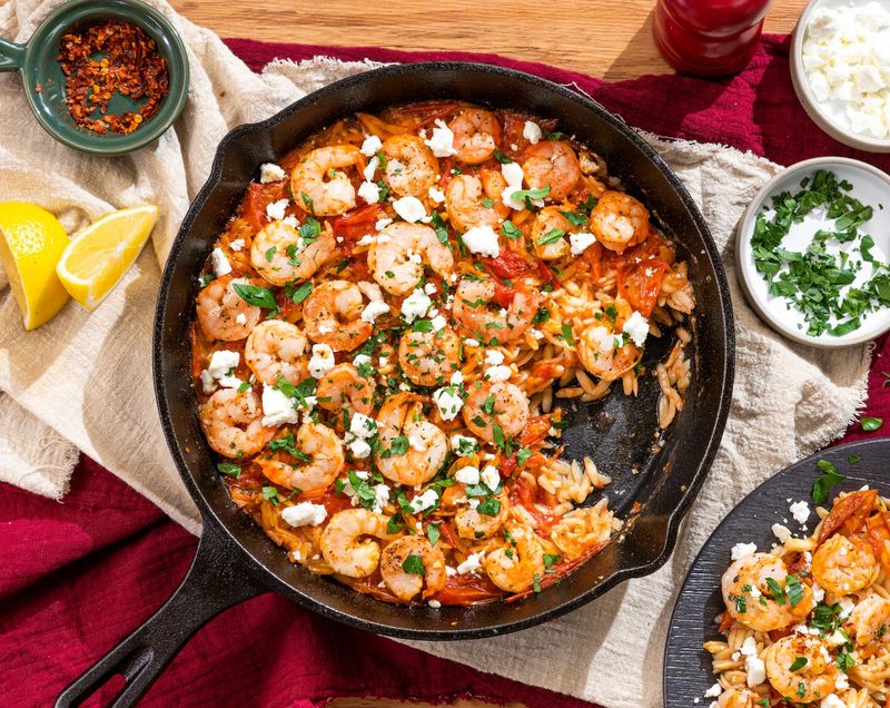 Orzo With Shrimp, Tomatoes, And Feta