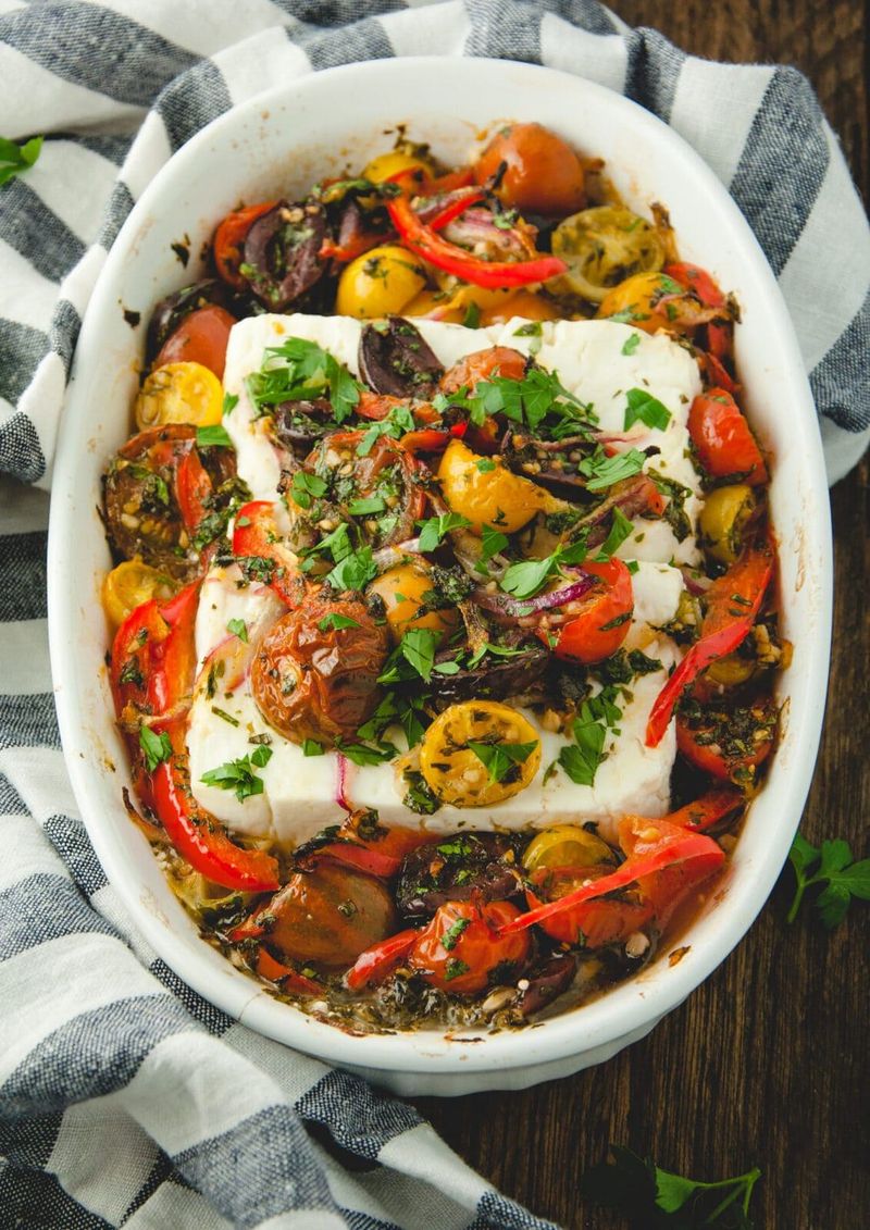 Baked Feta With Cherry Tomatoes And Herbs