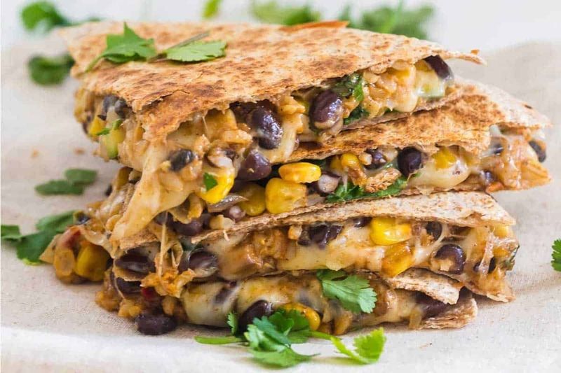 Frozen Veggie Soup + Quesadilla + Canned Peaches