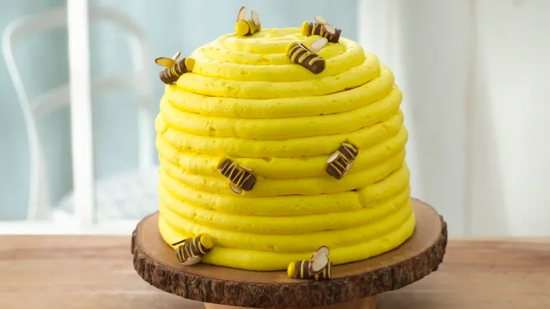 Honey Beehive Illusion Cake