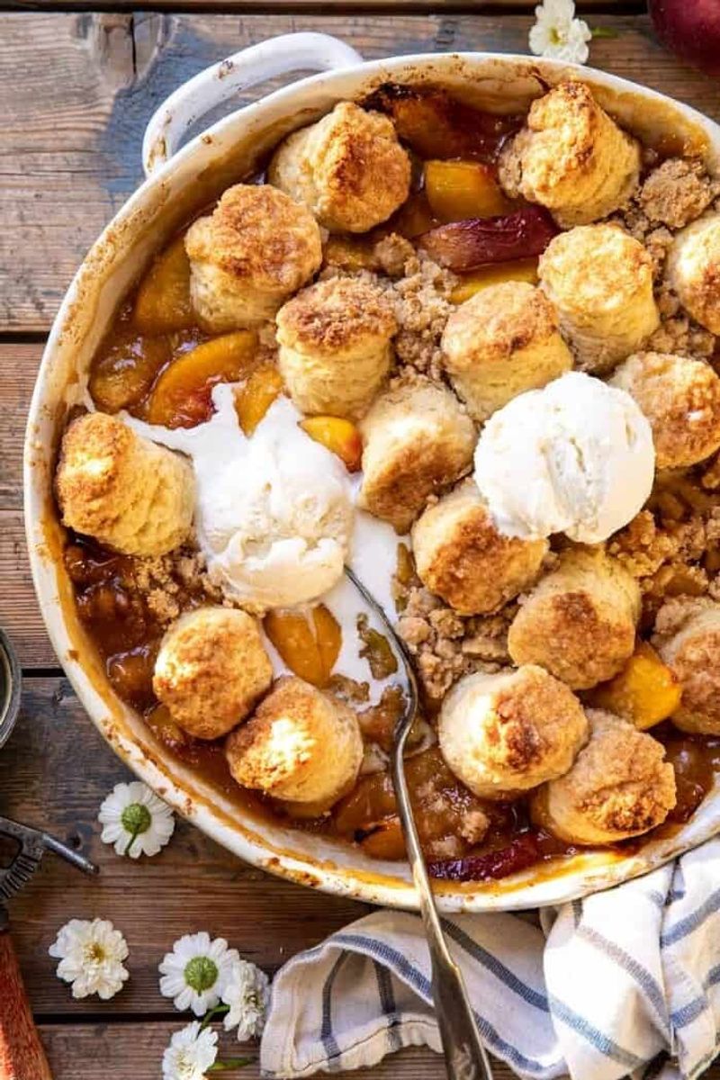 Ricotta Drop Biscuit Peach Cobbler