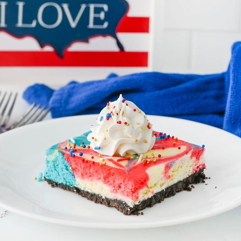 Red, White & Blueberry Cheesecake Bars