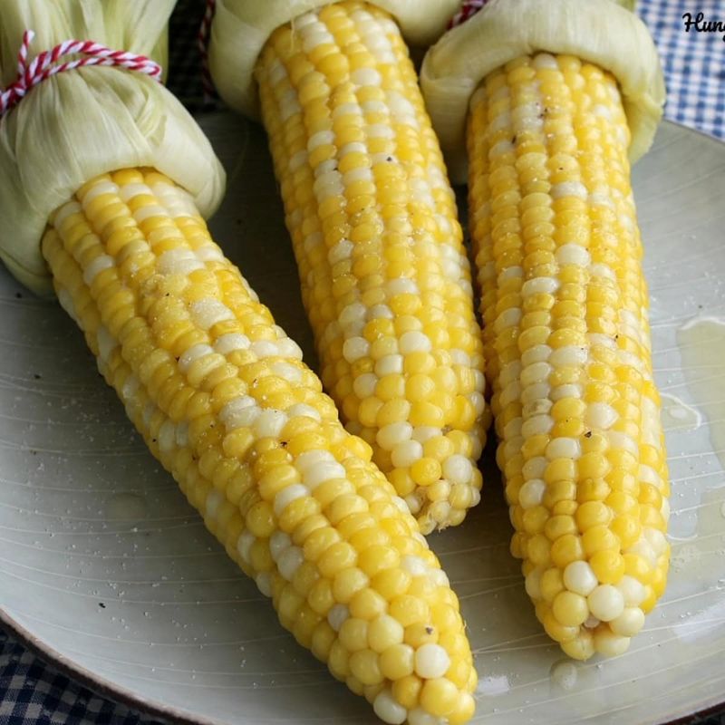 Roasted Sweet Corn Dipped in Butter