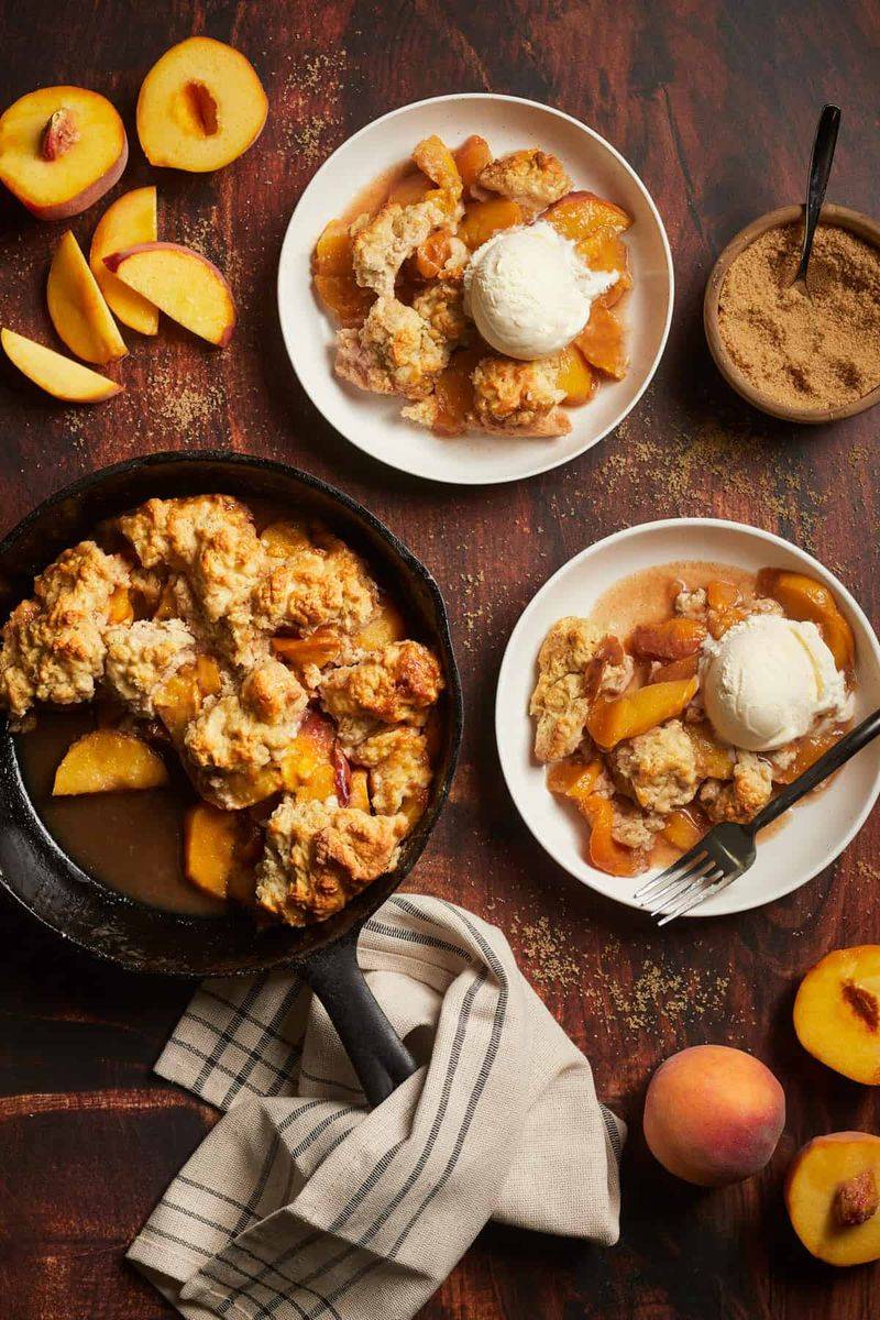 Skillet Peach Cobbler With Cornmeal Crust