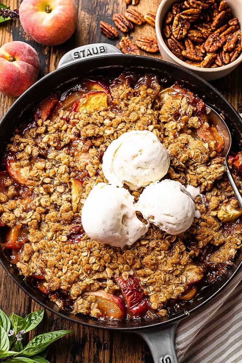 Bourbon Pecan Peach Cobbler