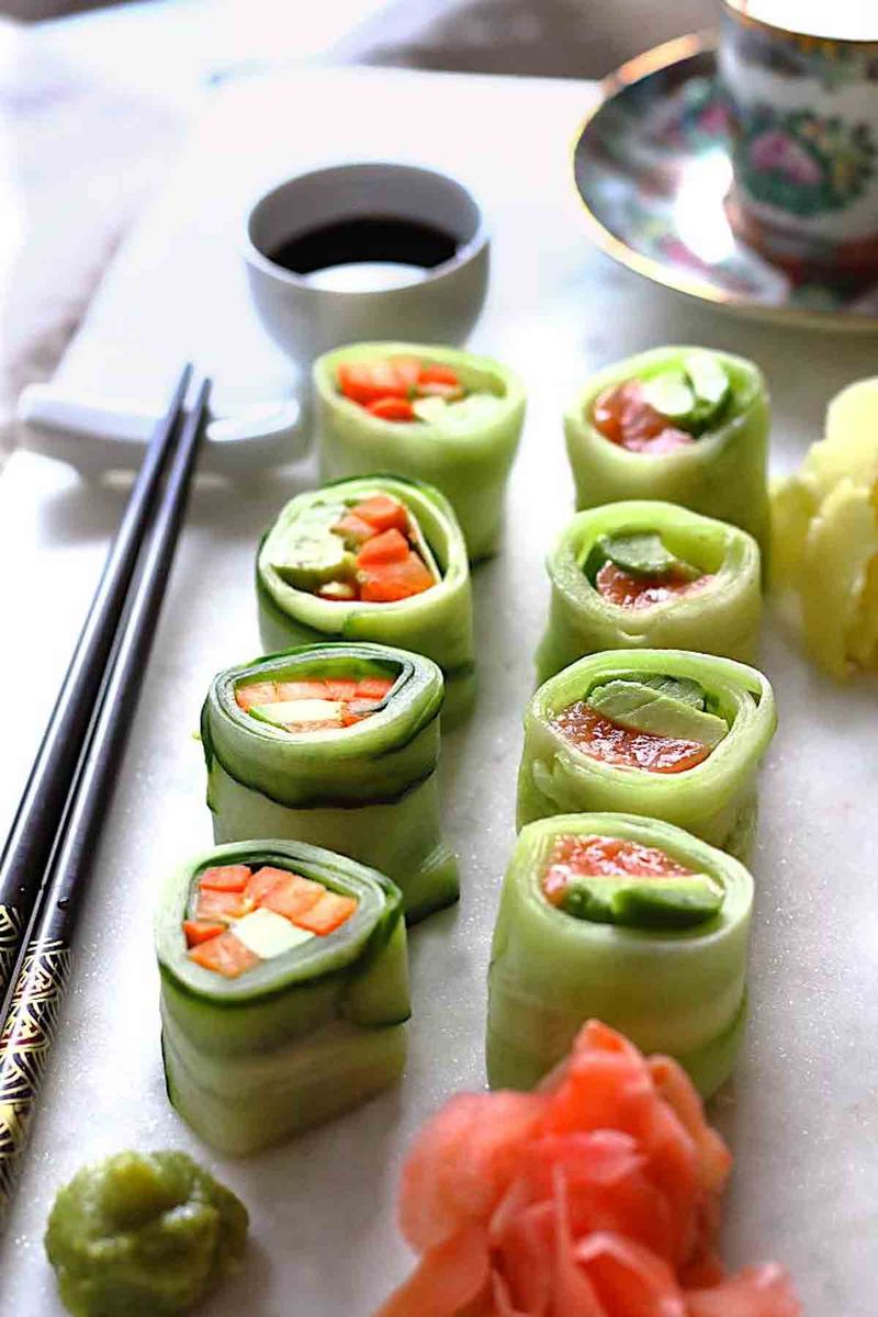 Sushi Naruto Rolls (Cucumber-Wrapped)