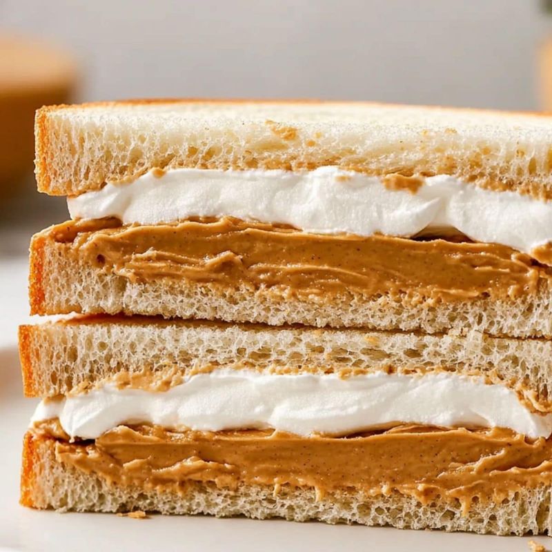 Peanut Butter And Marshmallow Fluff Sandwiches