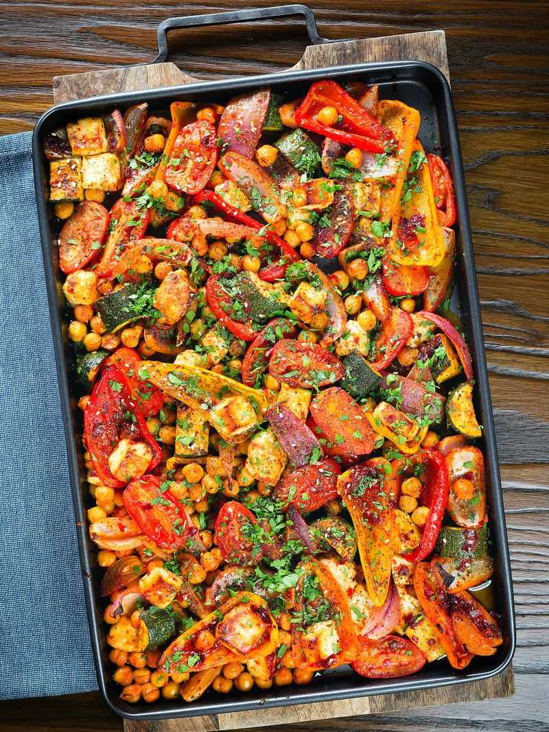 Crispy Halloumi With Honey-Roasted Vegetables