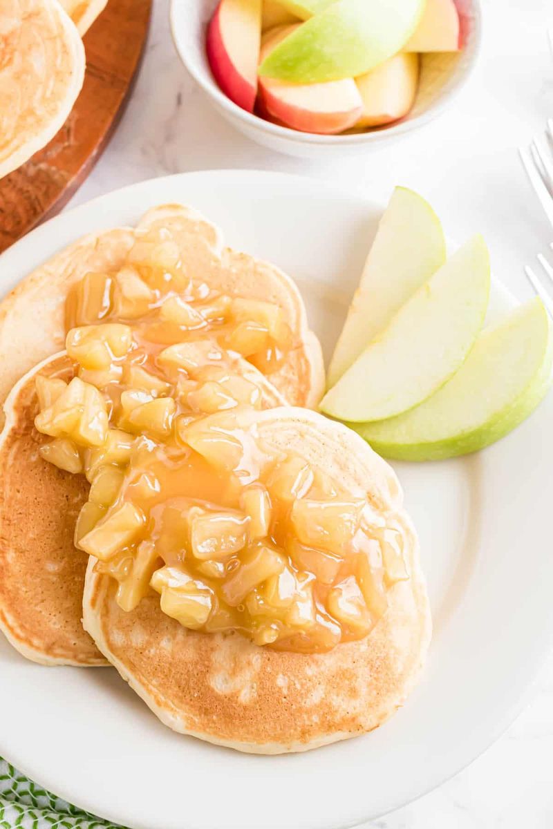 Fluffy Apple Pancakes With Caramel Drizzle