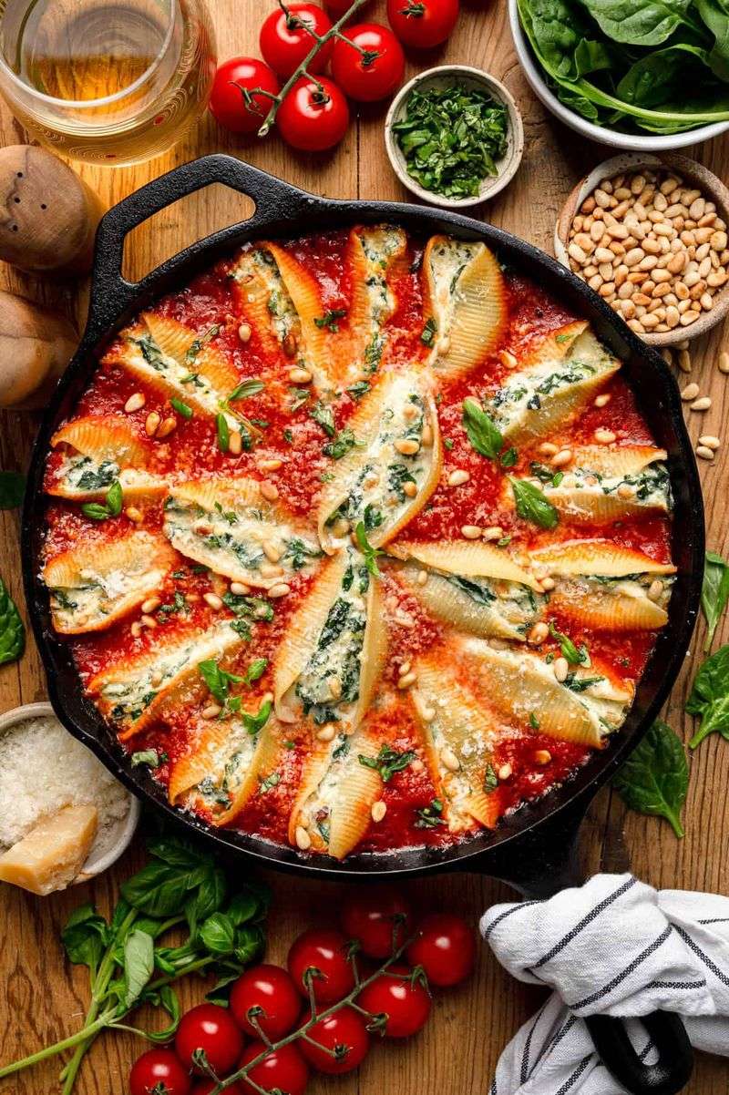 Sun-Dried Tomato and Spinach Stuffed Shells