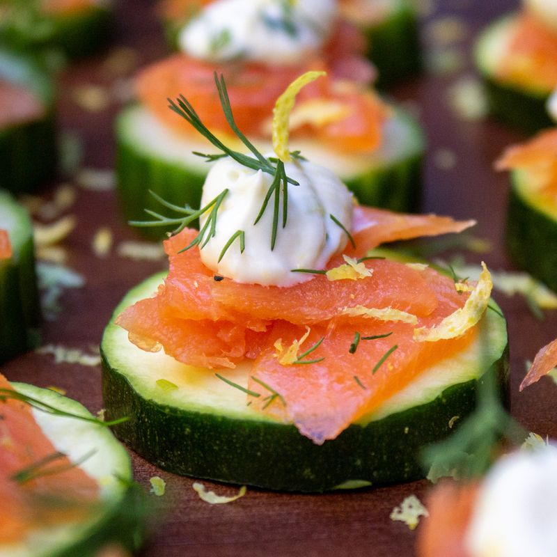 Smoked Salmon & Cream Cheese Cucumber Rounds