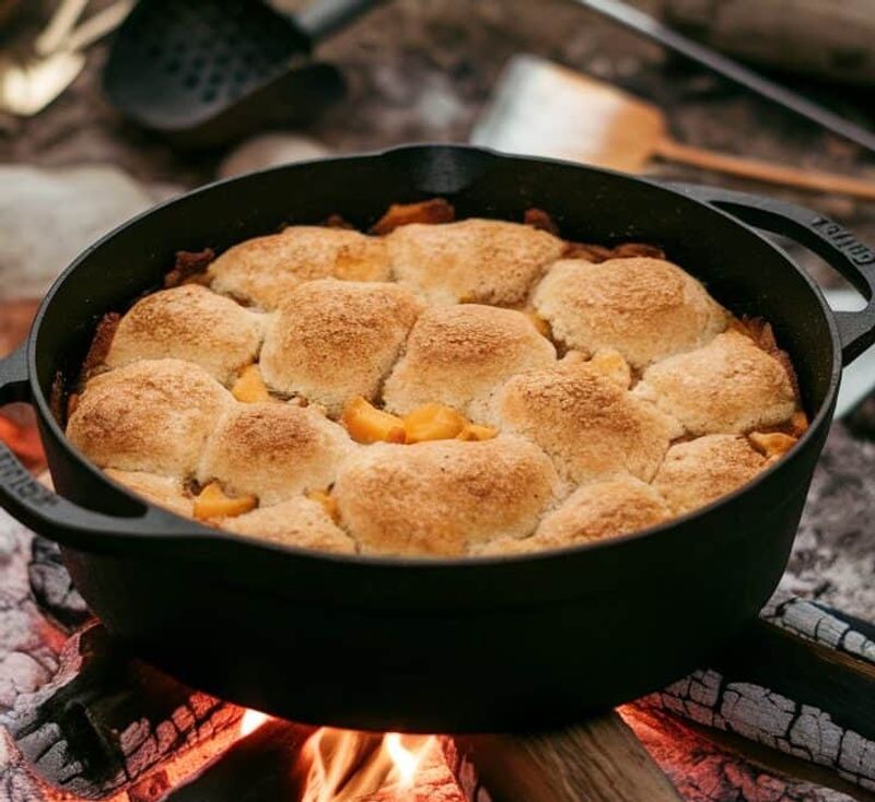 Dutch Oven Campfire Peach Cobbler
