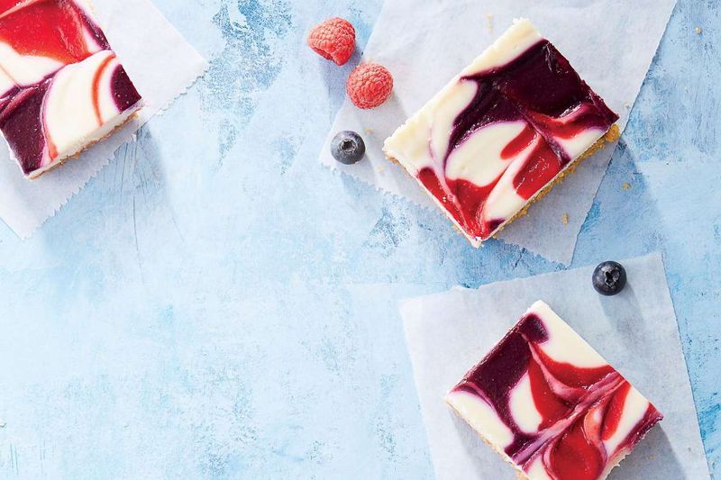 Red, White & Blue Cheesecake Bars