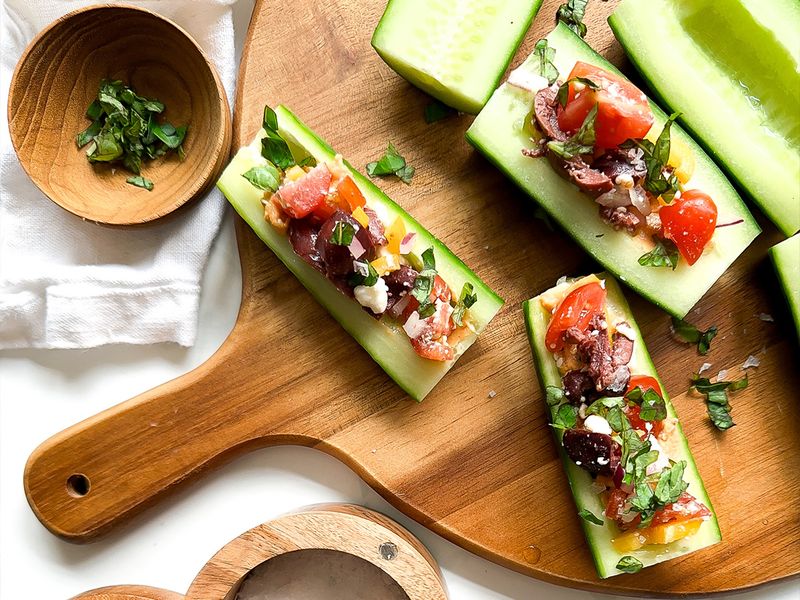 Chickpea Salad Cucumber Boats
