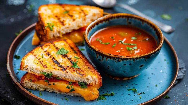 Pre-Made Soup With Grilled Cheese Hack