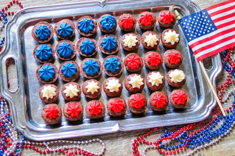 American Flag Brownie Bites