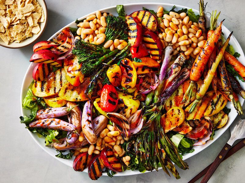 Grilled Veggie Platter With Hummus