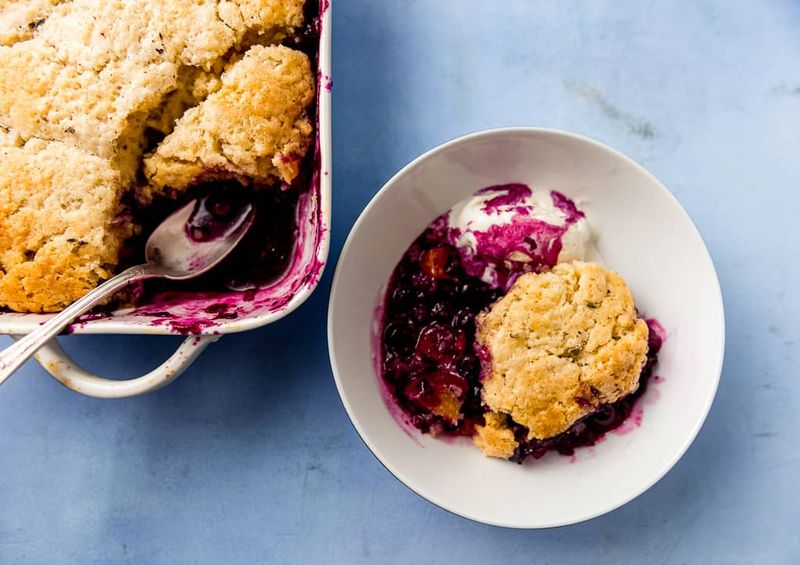 Lavender Honey Peach Cobbler